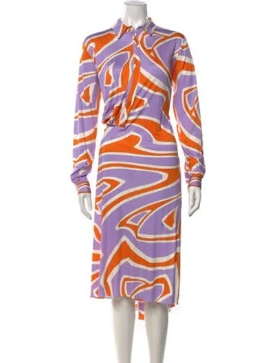 Pre-owned Pucci Silk Midi Length Dress In Purple
