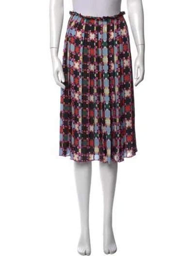 Pre-owned Pucci Silk Midi Length Skirt In Black/blue