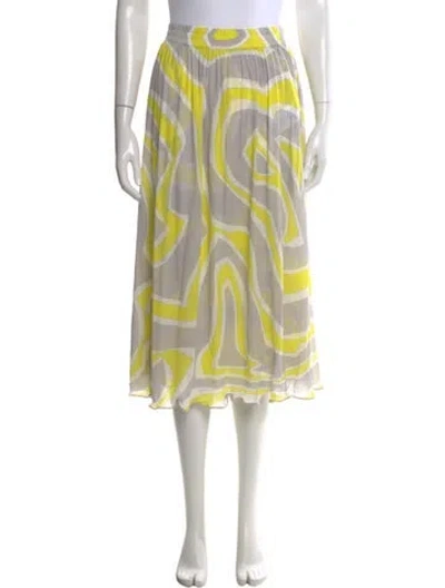 Pre-owned Pucci Silk Midi Length Skirt In Yellow