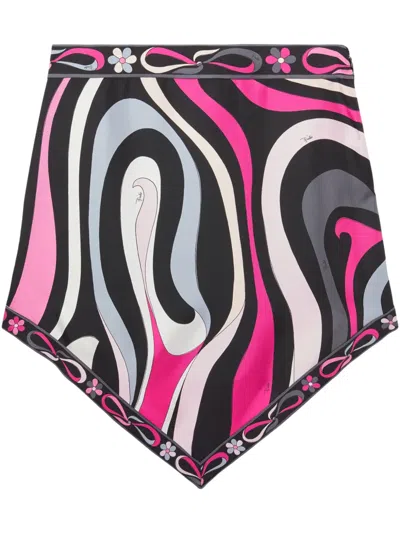 Pucci Silk Midi Skirt In Black