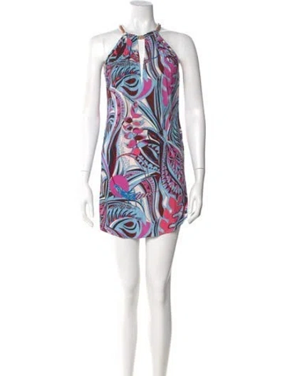 Pre-owned Pucci Silk Mini Dress In Blue