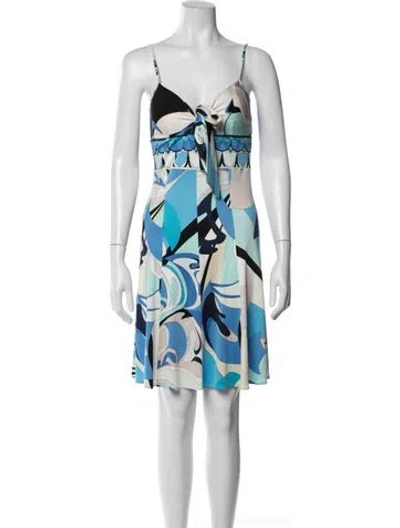 Pre-owned Pucci Silk Mini Dress In Blue
