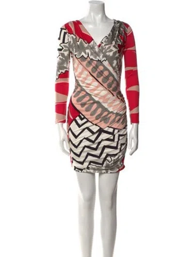 Pre-owned Pucci Silk Mini Dress In Burgundy