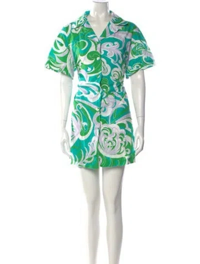Pre-owned Pucci Silk Mini Dress In Green