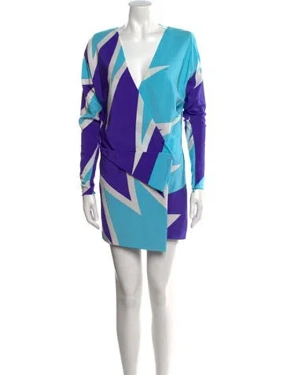 Pre-owned Pucci Silk Mini Dress W/ Tags In Blue