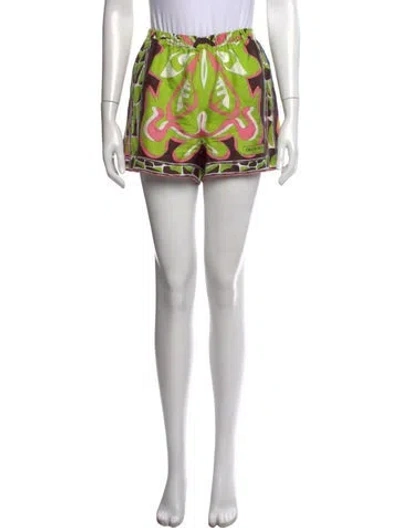 Pre-owned Pucci Silk Mini Shorts In Green