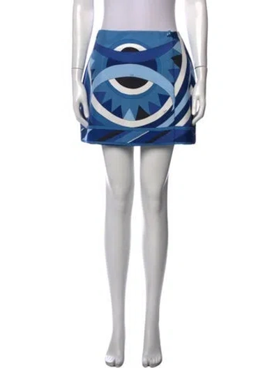 Pre-owned Pucci Silk Mini Skirt In Blue