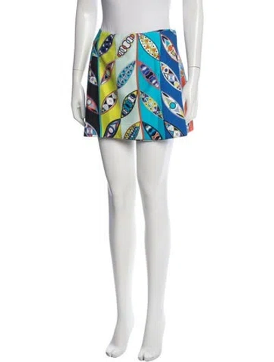 Pre-owned Pucci Silk Mini Skirt In Blue