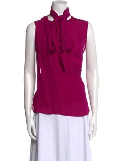 Pre-owned Pucci Silk Mock Neck Blouse In Purple