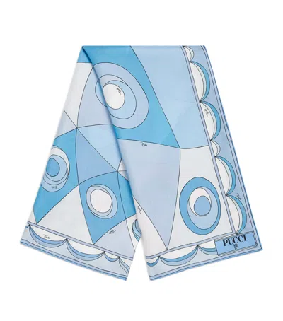 Pucci Silk Occhi Scarf In Blue