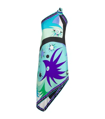 Pucci Silk One-shoulder Midi Dress In Multi