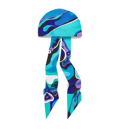 Pucci Silk Orchidee Bandana In Blue