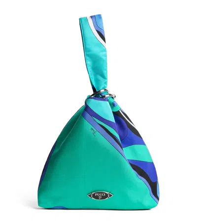 Pucci Silk Orchidee Top-handle Bag In Blue