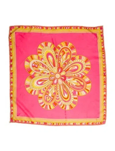 Pre-owned Pucci Silk Paisley Print Scarf In Pink