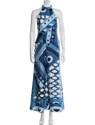 Pre-owned Pucci Silk Patterned Jumpsuit In Blue