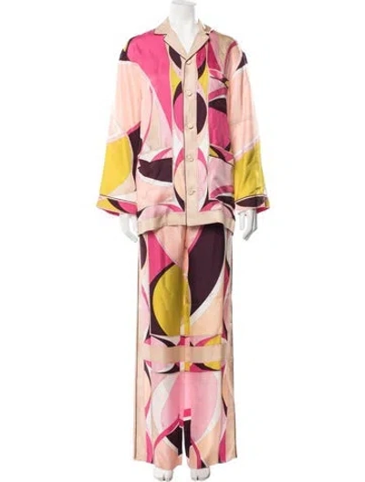 Pre-owned Pucci Silk Patterned Pantsuit In Pink