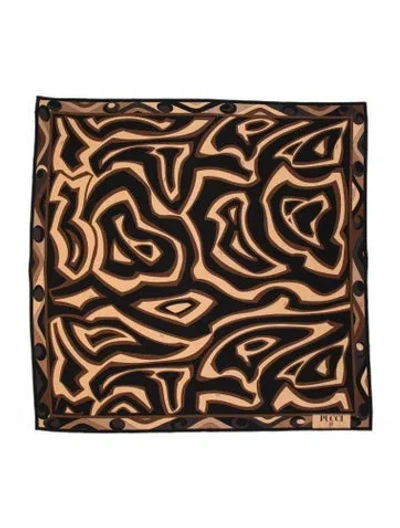 Pre-owned Pucci Silk Patterned Scarf W/ Tags In Black