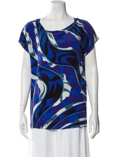 Pre-owned Pucci Silk Patterned Top In Blue