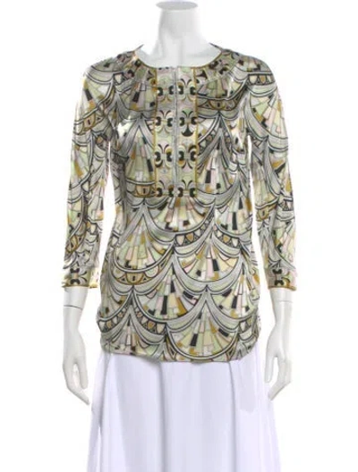 Pre-owned Pucci Silk Patterned Top In Neutral