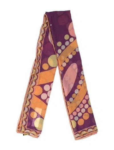 Pre-owned Pucci Silk Polka Dot Print Scarf In Purple