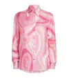 Pucci Abstract Silk Shirt Collared Neck In Pink