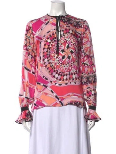 Pre-owned Pucci Silk Printed Blouse In Black/pink