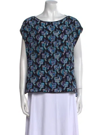 Pre-owned Pucci Silk Printed Blouse In Blue
