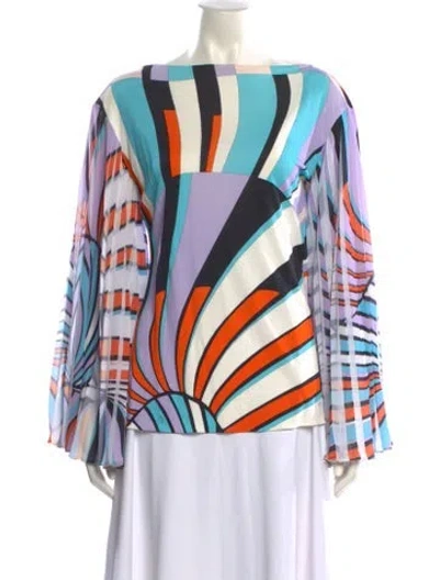 Pre-owned Pucci Silk Printed Blouse In Blue