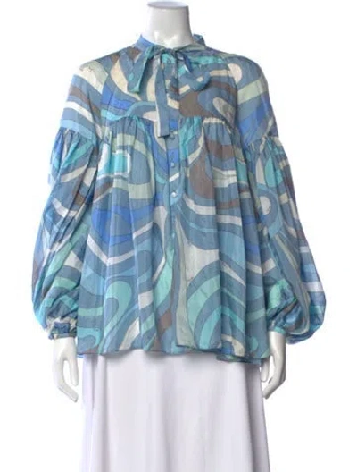 Pre-owned Pucci Silk Printed Blouse In Blue