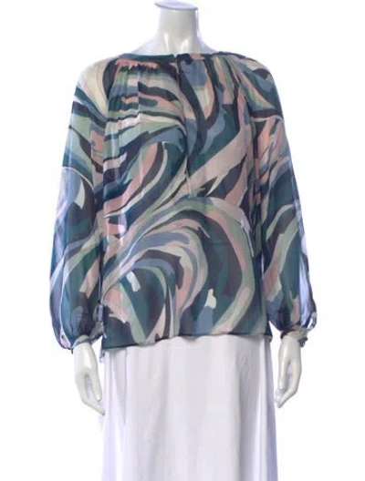 Pre-owned Pucci Silk Printed Blouse In Blue