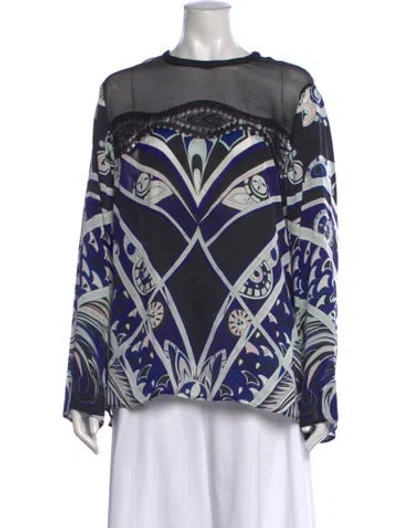 Pre-owned Pucci Silk Printed Blouse In Blue