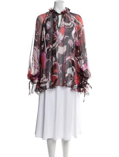 Pre-owned Pucci Silk Printed Blouse In Blue