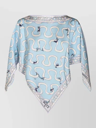 Pucci Silk Printed Blouse In Blue