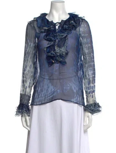 Pre-owned Pucci Silk Printed Blouse In Blue