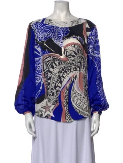 Pre-owned Pucci Silk Printed Blouse In Blue