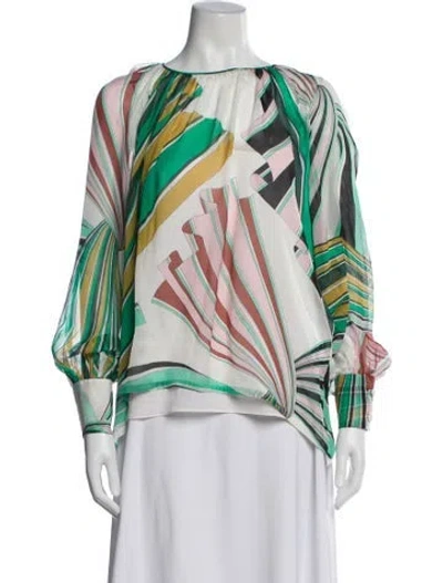 Pre-owned Pucci Silk Printed Blouse In Green
