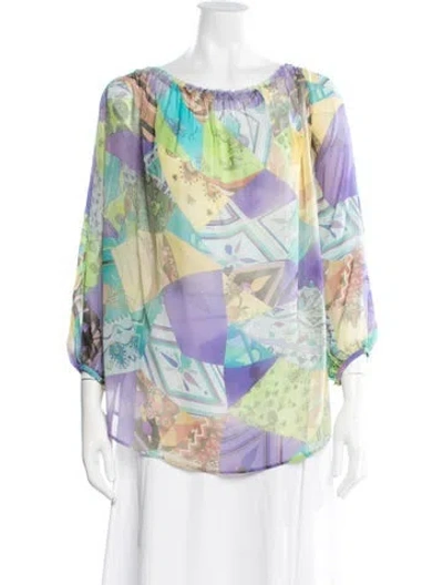 Pre-owned Pucci Silk Printed Blouse In Green