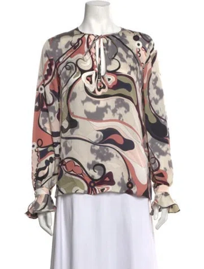 Pre-owned Pucci Silk Printed Blouse In Grey
