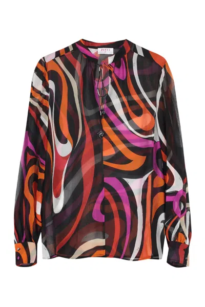 Pucci Silk Printed Blouse In Multi