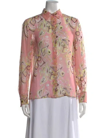 Pre-owned Pucci Silk Printed Blouse In Pink