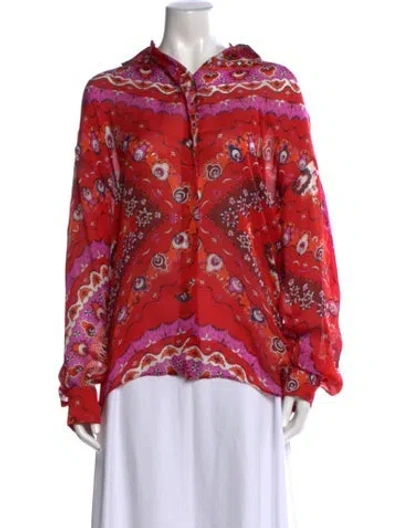 Pre-owned Pucci Silk Printed Blouse In Red