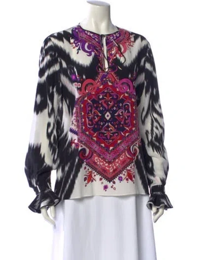 Pre-owned Pucci Silk Printed Blouse In White