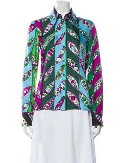 Pre-owned Pucci Silk Printed Blouse In White