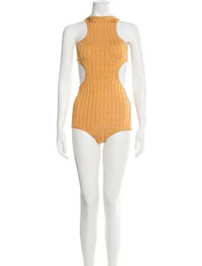 Pre-owned Pucci Silk Printed Bodysuit In Yellow