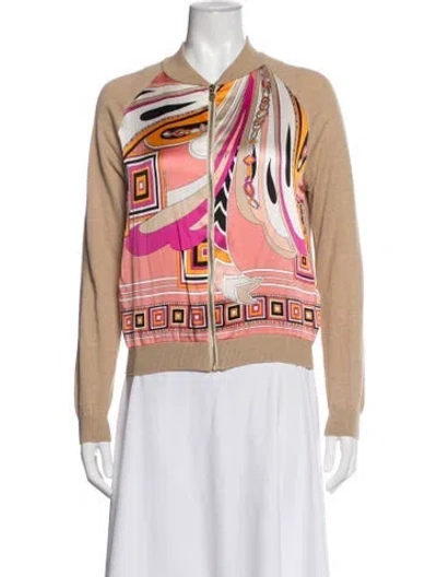 Pre-owned Pucci Silk Printed Bomber Jacket In Neutrals
