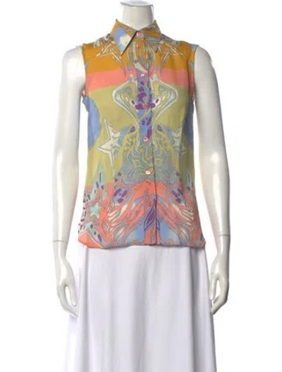 Pre-owned Pucci Silk Printed Button-up Top In Purple