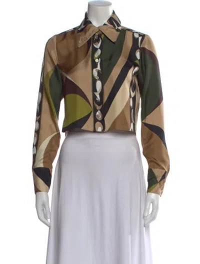 Pre-owned Pucci Silk Printed Button-up Top W/ Tags In Multi