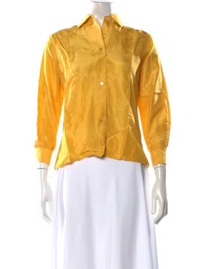 Pre-owned Pucci Silk Printed Button-up Top In Yellow