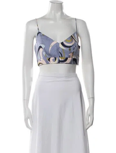 Pre-owned Pucci Silk Printed Crop Top W/ Tags In Multi