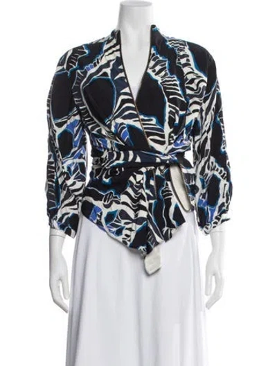 Pre-owned Pucci Silk Printed Jacket In Blue